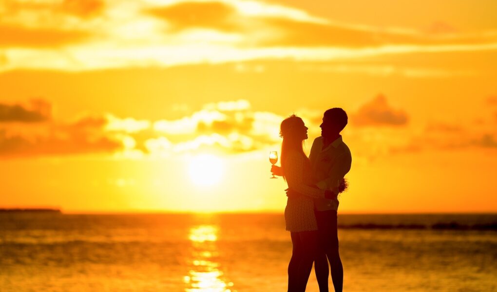 couple, silhouette, beach