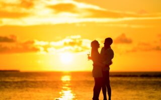 couple, silhouette, beach