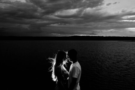 couple, silhouette, beach